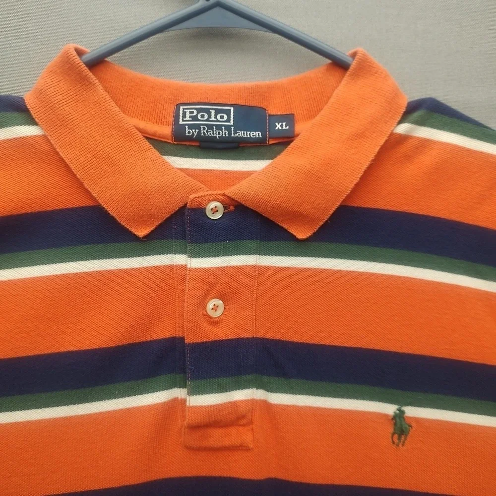 Ralph‎ Lauren Men's Shirt Multicolored Striped Pullover Polo Short Sleeve XL
